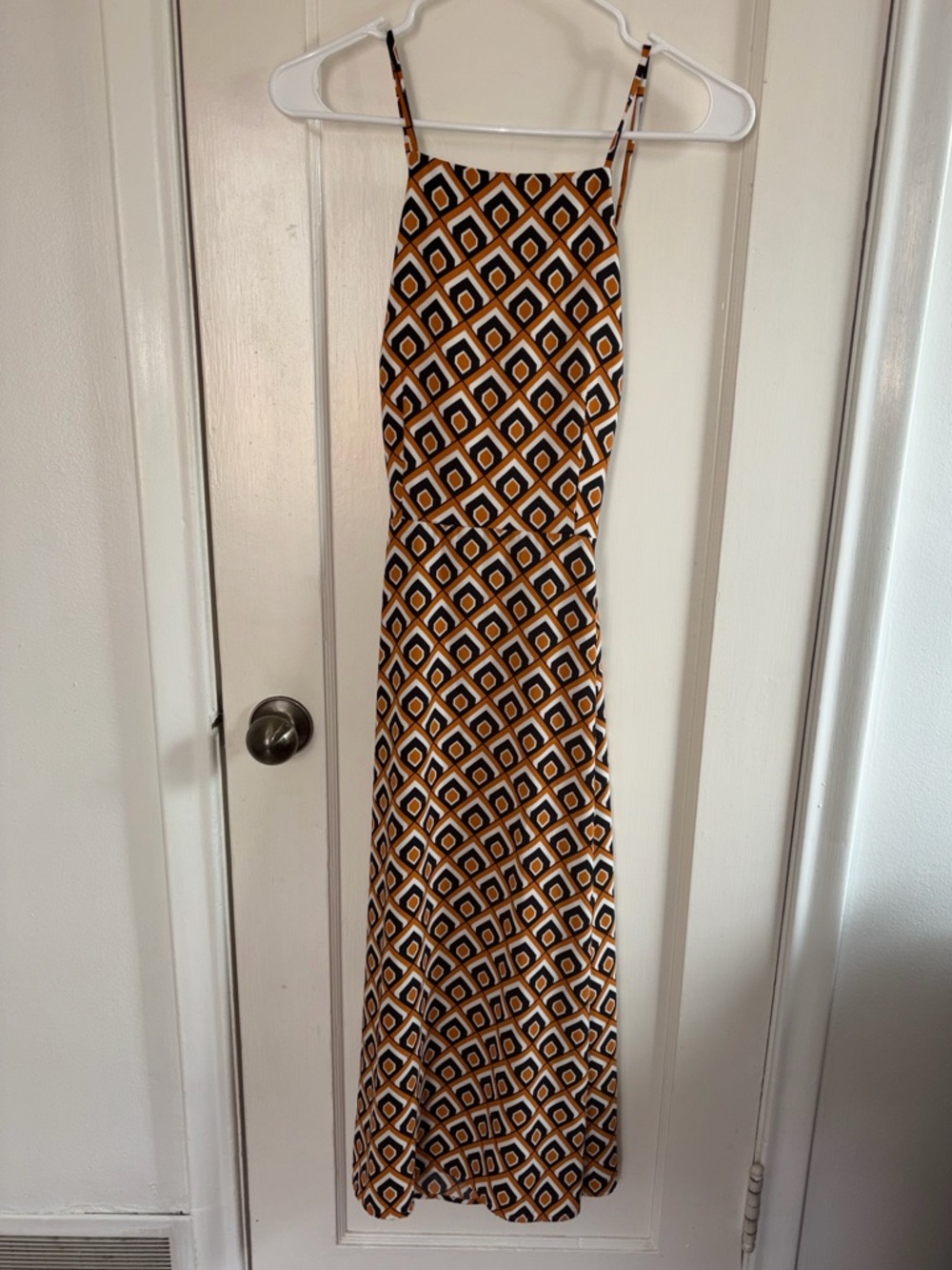 Mid century modern print midi dress